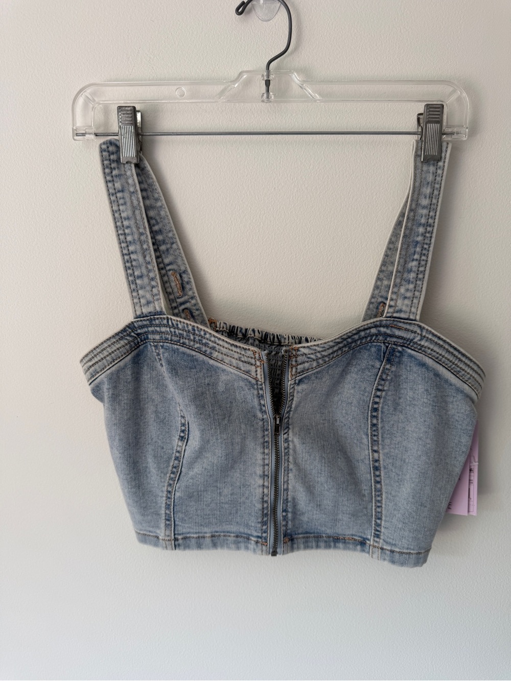 Target Light Blue Denim Zip Crop Top